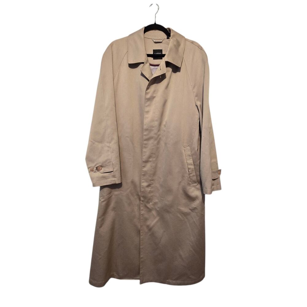 Sanyo New York NWOT Mens Trench Coat 38R Tan Classic Quiet Luxury Old Money‎ NEW
